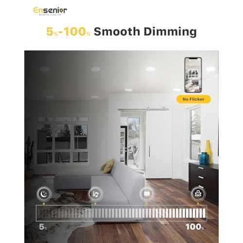Ensenior 12 Pack 6 Inch LED Recessed Ceiling Light, Dimmable, 2700K-5000K 5CCT, 1200LM 12W 120V, High Brightness Canless Wafer Downlight - ETL&FCC&IC