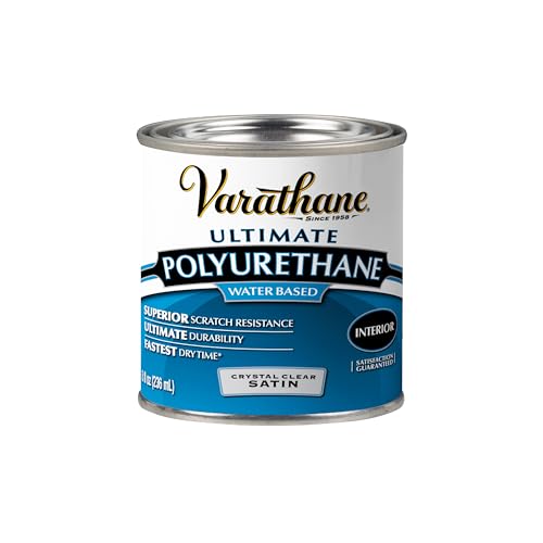 Varathane Water-Based Satin Polyurethane - Half Pint, Brush Application, Interior Wood Finish