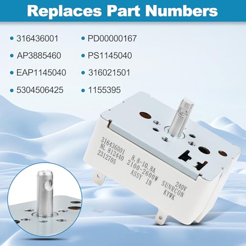 316436001 Surface Burner Control Switch for Frigidaire & Kenmore – Replacement