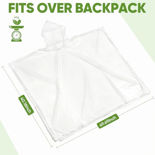 APEXUP Disposable Rain Ponchos for Adults - Clear 50 Pack, Family-Size Waterproof Cover