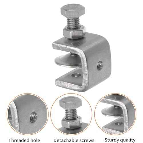 Stainless Steel C Clamps, Mini Tiger Clamp Set for Mounting, Heavy Duty Metal U Clamps, Small Desk G-Clamp with 0.79 Inch Stable Wide Jaw Opening for Metal Working Woodworking Welding Building (4pcs)