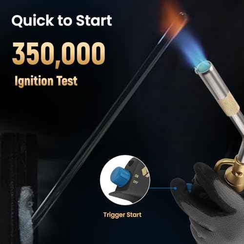 Propane Torch Head, Map Gas Torch with Igniter and Flame Adjustable, Hand Blow Torch with Fuel by Propane MAPP MAP PRO Gas, for Plumbing Soldering Lighting Campfires and Grills (CSA Certified)