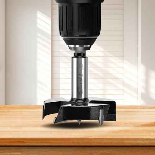 Mollom (44.5mm|1-3/4") Triple Flute Forstner Drill Bit for Woodworking with 3-Cutter YG8 Carbide Tipped of 2.0mm,Hinge Cutter Tool Kits for Hard Soft Wood, Plastic, Plywood