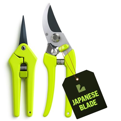 Craft911 2-Pack Stainless Steel Gardening Pruning Shears & Snips - Durable, Ergonomic, Safety Lock, Combo for Gardening & Landscaping