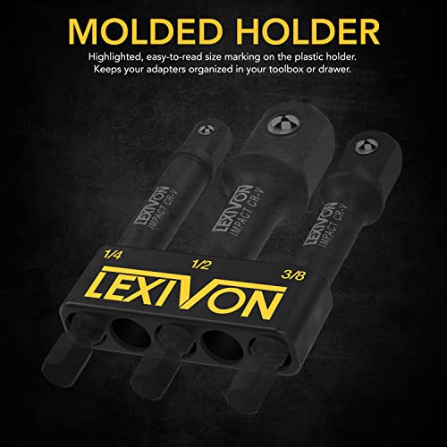 LEXIVON Impact Grade Socket Adapter Set, 3" Extension Bit With Holder