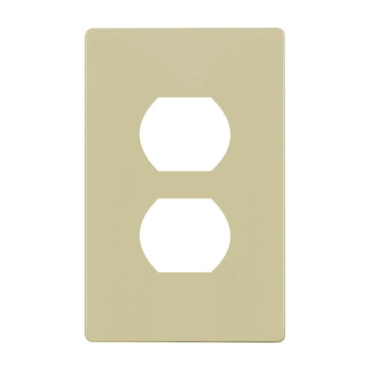 ENERLITES Screwless Duplex Wall Plate, Child Safe Receptacle Outlet Cover, Standard Size, 1-Gang 4.68" x 2.93", Unbreakable Polycarbonate Thermoplastic, UL Listed, SI8821-I, Glossy, Ivory