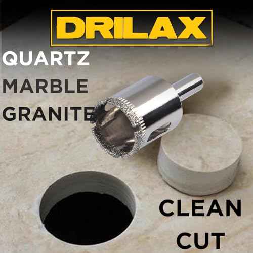 Drilax 1 Inch Diamond Drill Bit | Triple-Coated for Granite, Quartz Countertops & Ceramic, Porcelain Tiles | Glass & Stone Core Drill Bit