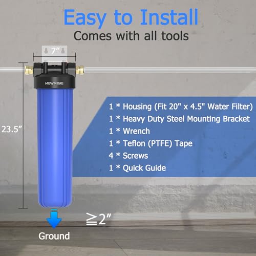 20x4.5 Inch Whole House Water Filter Housing with Pressure Relief Button - MewMore