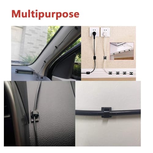 Yocice 40 Pack Black Adhesive Cable Clips Wire Holders for Desk, Wall, Car