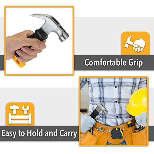 Mr. Pen Claw Hammer 8oz - Yellow Magnetic Nail & Woodworking Hammer
