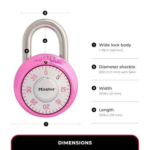 Master Lock 1530DPNK Locker Lock Combination Padlock, 1 Pack, Pink