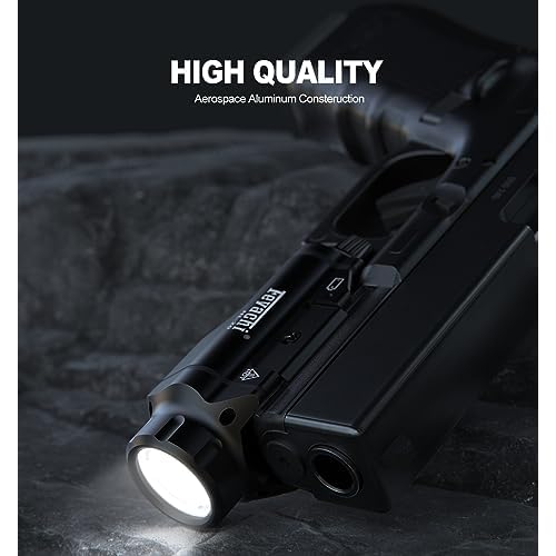 Feyachi HL-20 Pistol Light 1500 Lumen Upgrade LED Weapon Light Compact Rail Mounted Handgun Tactical Flashlight Rail Locating Keys for Picatinny, Black
