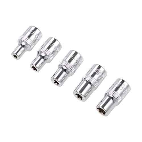 uxcell 1/4-Inch Drive External Torx Shallow Socket Set E4 E5 E6 E7 E8 Cr-V Steel 5 Pcs