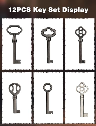 Mellbree Skeleton Key Set for Antique Furniture & Doors - 12-Pack, Model Variations Included (General)
