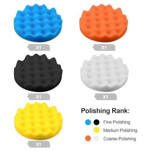 17 Pcs Polishing Pads Kit, 3 Inch Sponge Buffing Pads, Buffer for Car Detailing, Polishing Wheel for Drill, Car Buffer Polisher Kit Drill Buffing Kit for Polishing, Waxing, Sealing Glaze