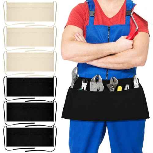 JenPen 6 Pcs Nail Apron Canvas Waist Apron Bulk for Carpenters with 2-pocket Work Unisex Cloth Tool Belt Washable Utility for Men Women Adults Woodworkers, Artists, and Other Crafts People