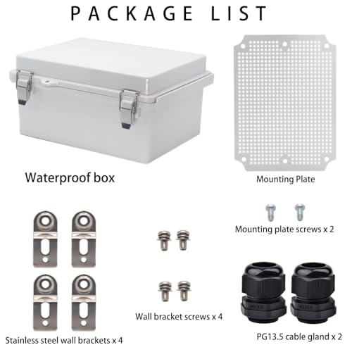 YETLEBOX Outdoor Waterproof Electrical Junction Box IP67 Grey 8.66"x6.69"x4.33"