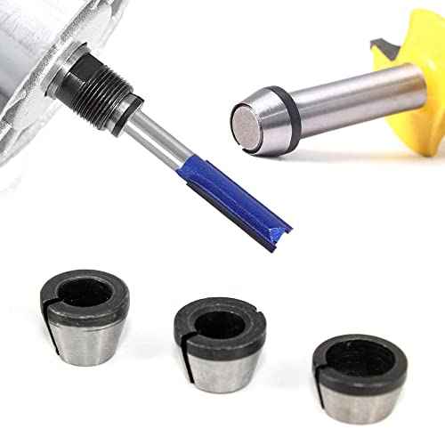 6pcs High Precision Trimmer Collet Adapter 6mm 1/4" 8mm Router Bit Collet Chuck Clamping Adapter for Engraving Trimming Machine Electric Router Milling Cutter