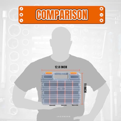 Orange 2-Pack Jack Boss Tool Box with Transparent Lid, 34-Compartment Organizer for Hardware & Crafts
