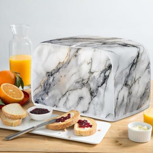 NETILGEN 4 Slice Toaster Dust Cover – Grey White Marble, 12.4 x 10.6 x 8.2 inches