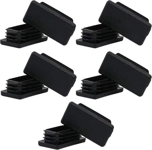 2 Inch Square Tube End Caps - Plastic Fence Post & Pipe Plugs, Black (12 Pack)