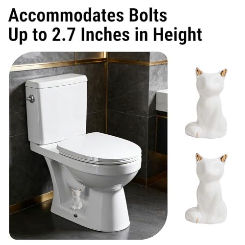 2 Pack Ceramic Toilet Bolt Covers - Cute Cat Design Bathroom Decor