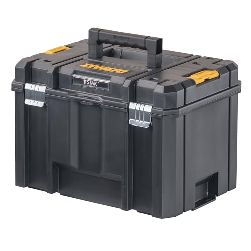 DeWalt TSTAK Large Tool Box with Removable Tray – Water & Debris Resistant Storage