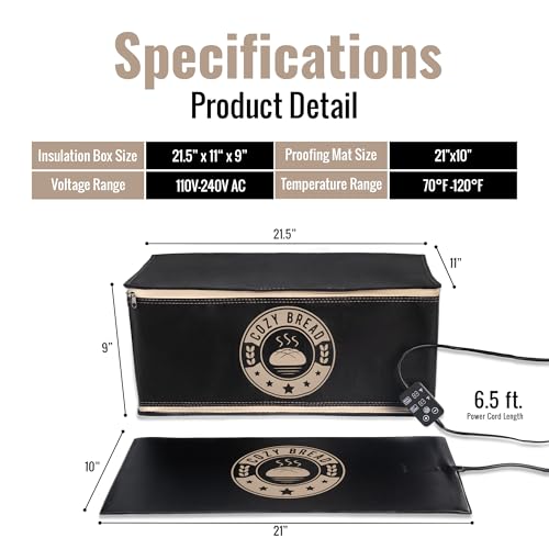 Cozy Bread Proofing Mat & Insulation Box Bundle – Thermostat Controlled Sourdough Proofer Kit (10 x 21 in) – PROOFING MAT & BOX