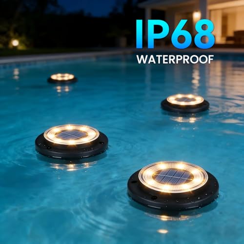 Solar Ground Lights Waterproof Outdoor 12 Pack Warm White 2-in-1