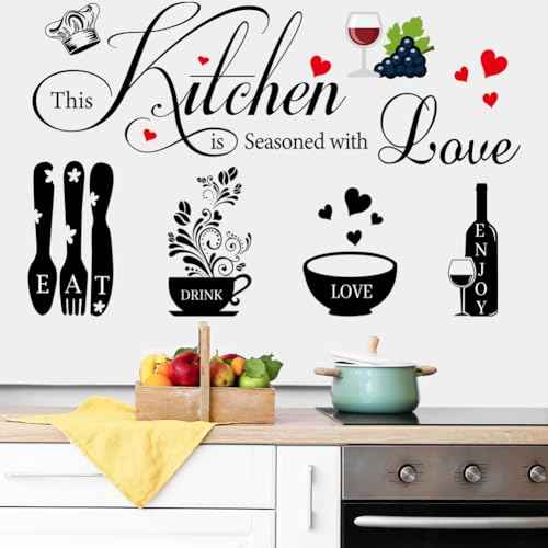 Kitchen Wall Decals Wall Arts Stickers Dining Room Rules Decal Decor Kitchen Utensil Vinyl Home Decor forOffice School Coffee Shop Wall Decor (Other)