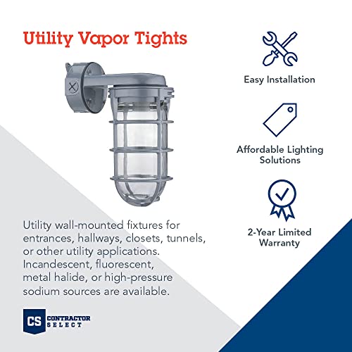 Gray 150W Vapor Tight Wall Sconce Light - Industrial LED Fixture for Indoor & Outdoor Use