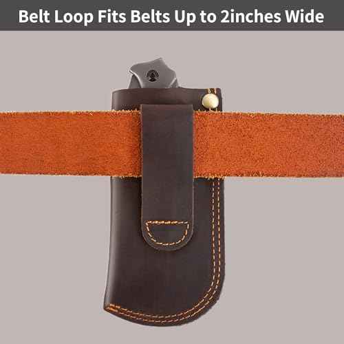 Leather Knife Sheath for Belt,Pocket Knife Holder,Heavy Duty Folding Knife Sheath Belt Holder,Knife Holster EDC Knife Case Folding Pocket Knife sheaths Gift for Men.