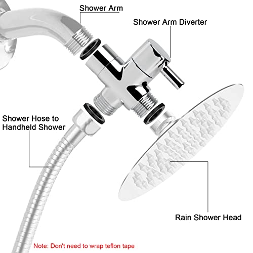NearMoon Chrome Finish Solid Brass G1/2" Shower Arm Universal 3-Way Diverter Valve