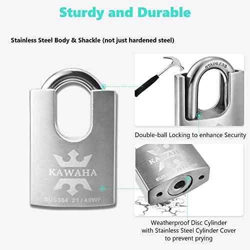 21/40KD-3SK High Security Stainless Steel Shrouded Padlock with Key for Both Indoor and Outdoor use (Heavy Duty, Anti-Rust) (1-9/16 in. (40mm), Keyed Different - 3 Stainless Steel Keys)