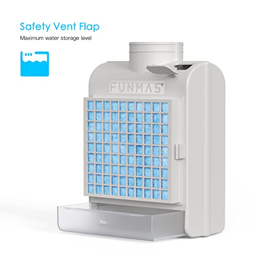 FUNMAS 3-in-1 Indoor Dryer Vent (White) Stainless Steel Filter, Water Drawer & 4 Polyester Filters