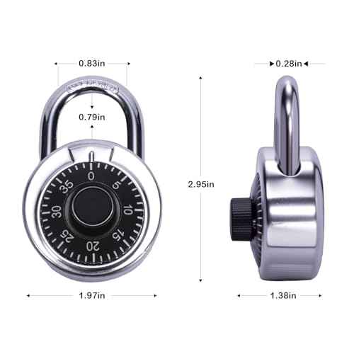 1 Pack 50 mm (2") Black Dial Combination Padlock, Hardened Steel Shackle, Locker Keyless Combination Lock for Gym Lockers, School Lockers, Office Lockers, and Toolboxes