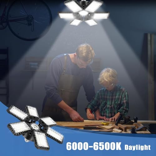 Aoretic 6+1 Panel LED Garage Light 180W 18000LM 6500K, 2 Pack