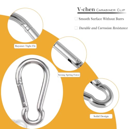 V-chen Silver Heavy Duty 3.12 Inch Carabiner Clips 60PCS M8 Spring Snap Hooks