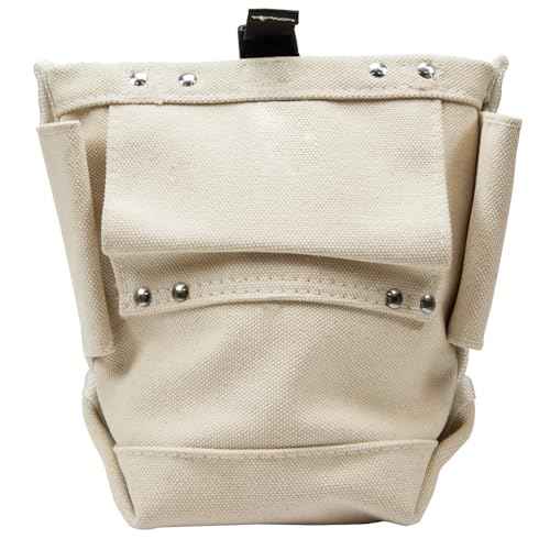 Klein Tools 5416OCTO Tool Bag, Bull-Pin and Bolt Pouch, No. 4 Canvas with Tunnel Connection, 5 x 5 x 9-Inch
