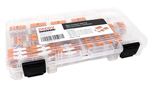 Peppy Products WAGO 221 Lever Nuts 90-Piece Wire Connectors Assortment with Case