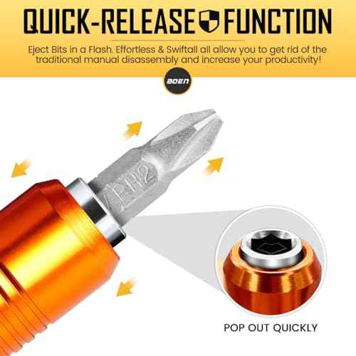 boen 2PCS Magnetic Drill Bit Holder, 6" Quick Change Drill Extension, 1/4" Hex Shank, for Impact Driver Screwdriver Bits Use