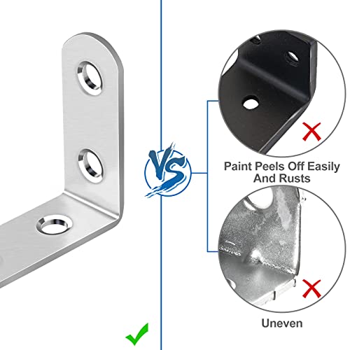 16Pcs Stainless Steel L Bracket Set 40×40MM with Screws for Furniture, Silver