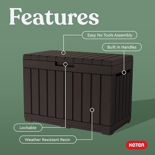 Keter Kentwood 50 Gallon Outdoor Storage Box Brown - Patio Side Table