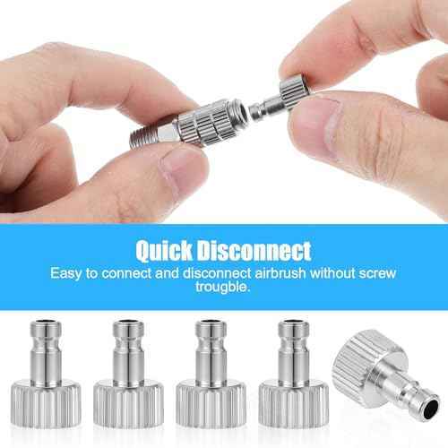 6 Pack Airbrush Quick Release Disconnect Adapter Release Disconnect Fitting Connector Male and Female Connections Adapter Adjustable Control Valve Airbrush Accessories