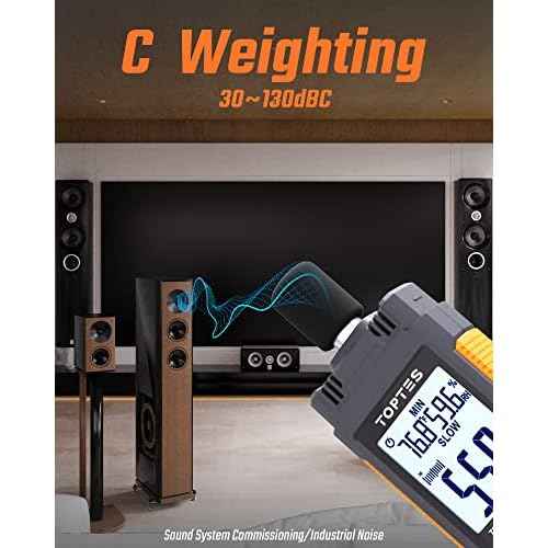 Decibel Meter, TopTes TS-501B Sound Level Meter with 2.25¡± Backlit LCD Screen, Portable SPL Tester with A/C Weighted, Range 30-130dB, MAX/MIN, Data Hold, Use for Home, Noisy Neighbor, Factory - Orange