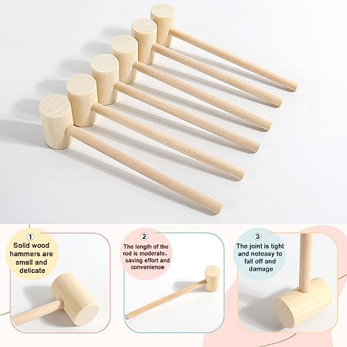 6Pack Small Wooden Hammers Halloween Decor for Chocolate Breakable Heart, Wooden Mallets for Chocolate Smashes for Chocolate Heart