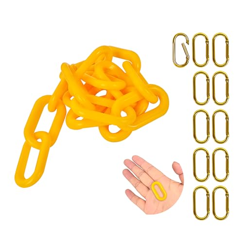 60 Feet Plastic Barrier Chain Yellow,1.5-Inch Link Diameter Safety Barrier Chain£¬Large Plastic Chain£¬6MM Plastic Barrier Chain£¬Plastic Chain Links