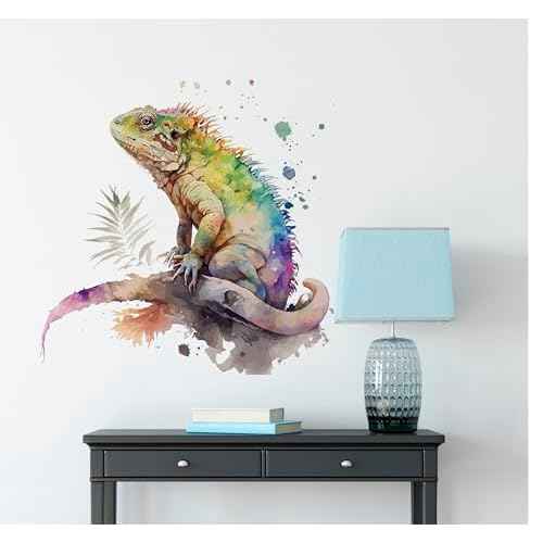 Watercolor Chameleon Wall Stickers, Lizard Animals Decor Decals, Vinyl Waterproof Peel Removable Wall Decor for Nursery Kids Baby Room Preschool Playroom Furniture Classroom