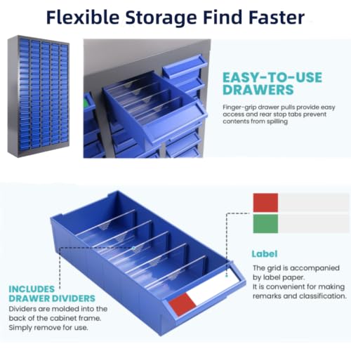 100-Drawer Parts Cabinet with Dividers and Labels – Stainless Steel & ABS Organizer