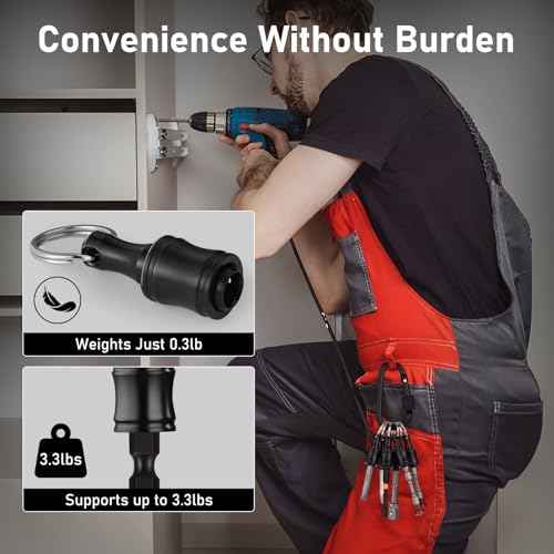 Valkynos 6 Pcs Drill Bit Holder Mens Gifts, 1/4 Bit Holder Key Chain, Impact Bit Holder, Quick Release Bit Organizer Cool Gadgets for Nut Driver Screwdriver&Drill Bits w/Key Chain Carabiner